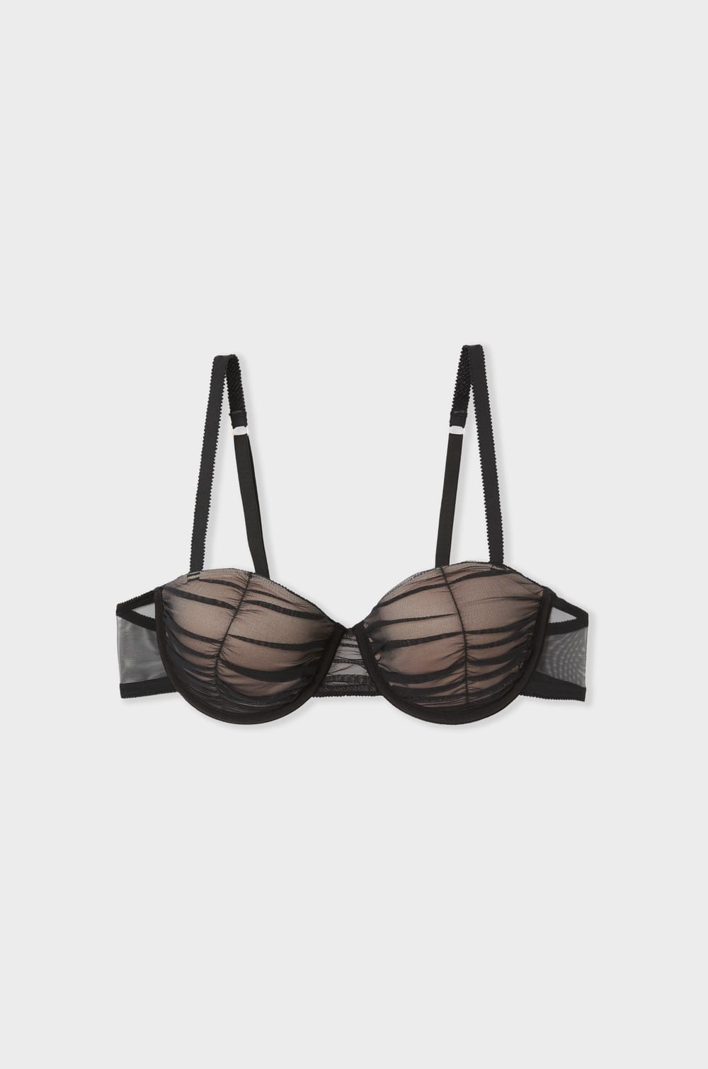 Sujetador balconnet con copas finas de tul;${refinementColor}