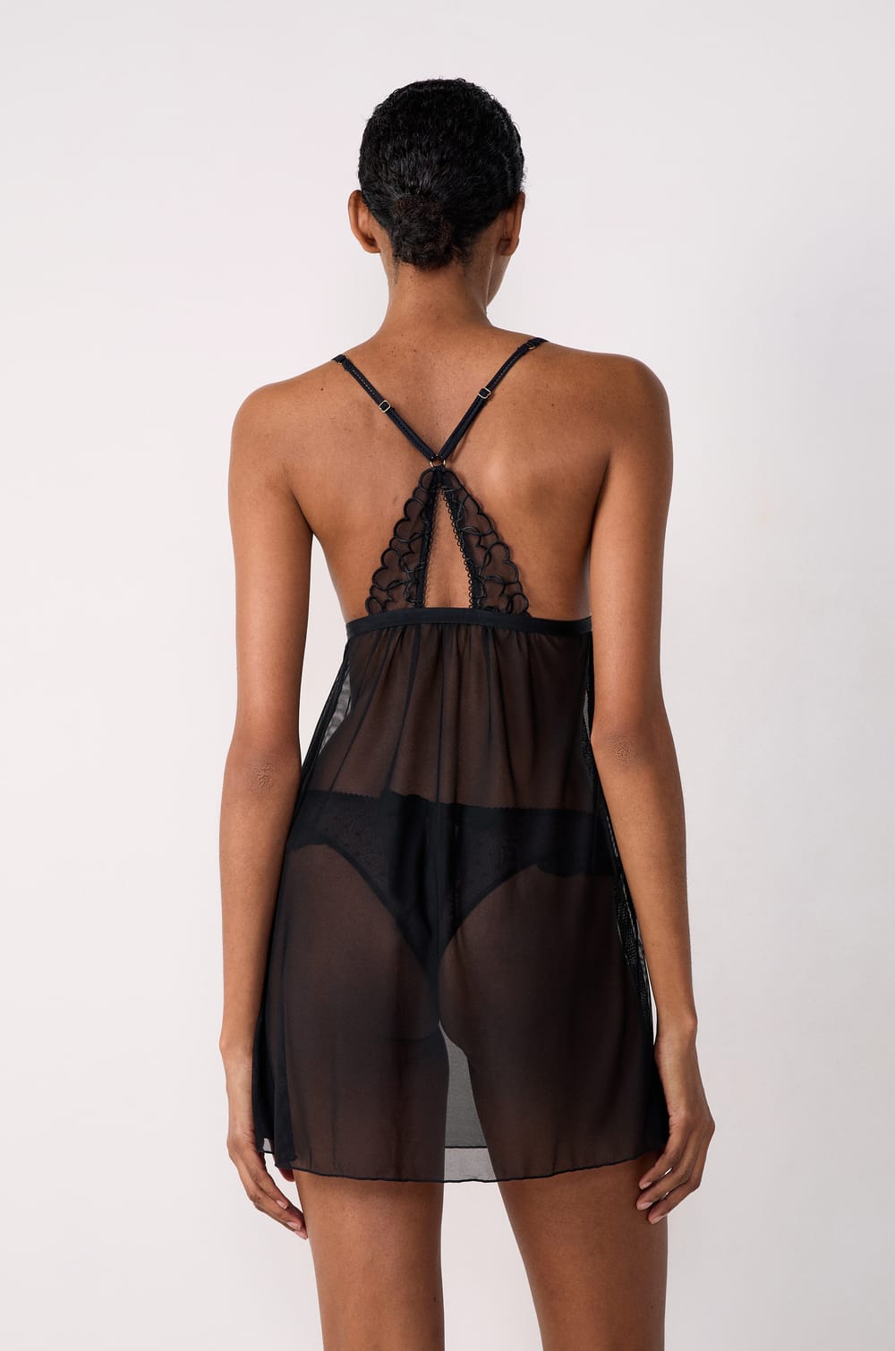 Short Transparent Voile Nightdress with Hearts;${refinementColor}