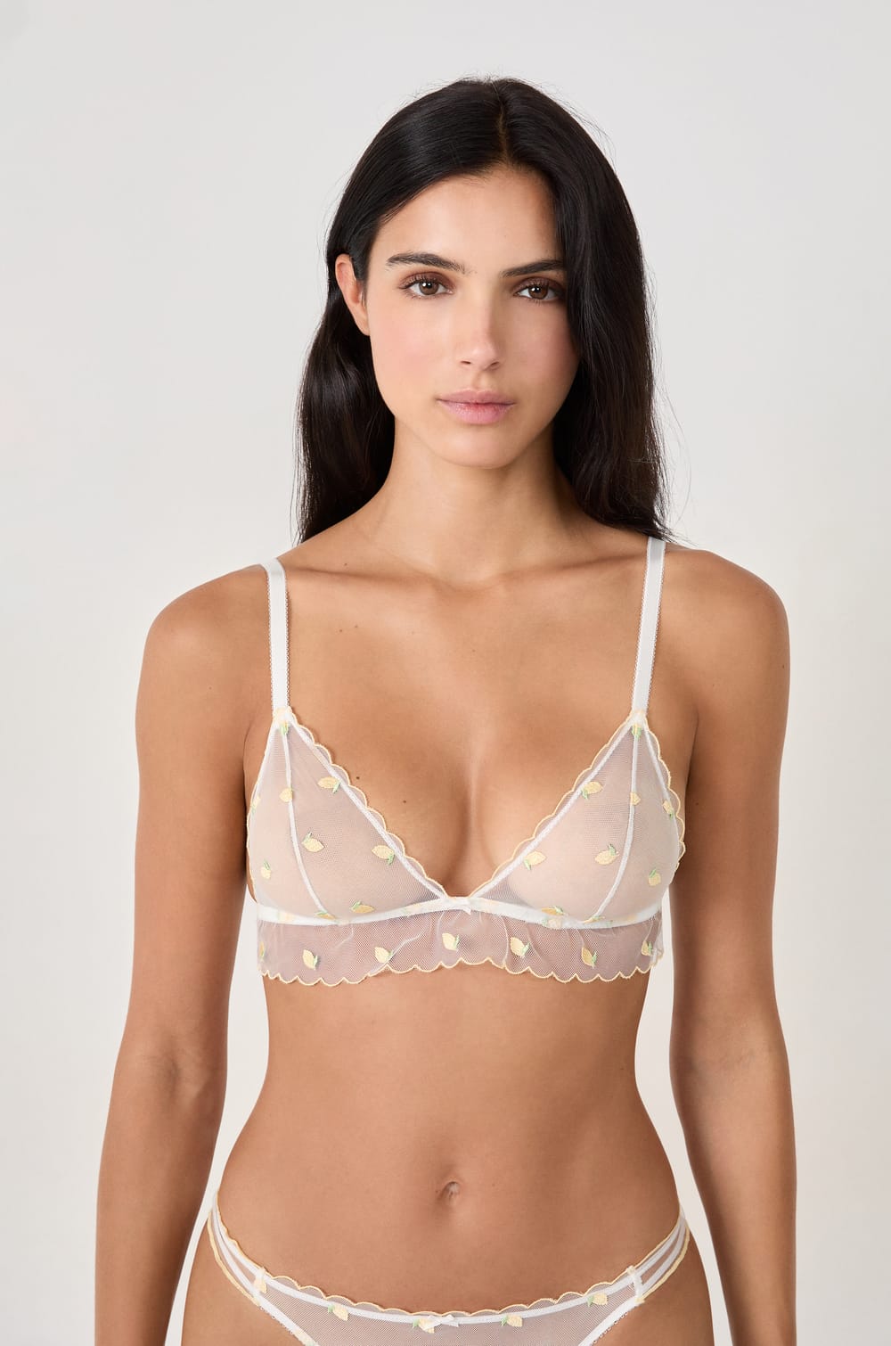 Soutien-gorge triangle avec broderie citron;${refinementColor}