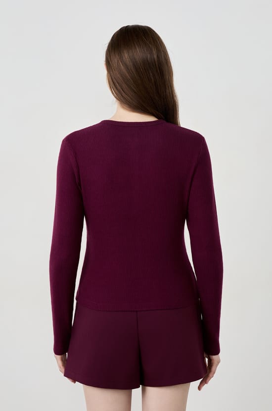 Long-sleeved ribbed cardigan;${refinementColor}