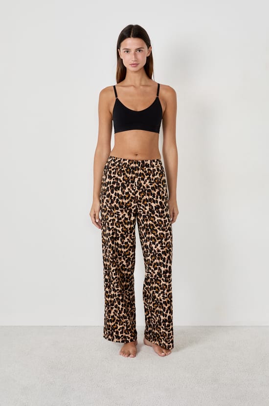 Pantalon de pyjama motif léopard;${refinementColor}