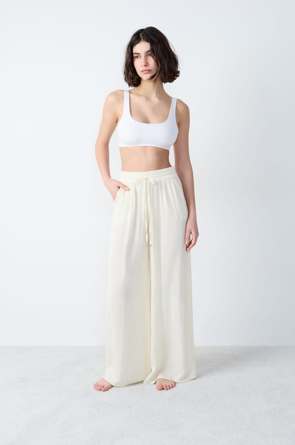 Wide-Cut Satin Pants;${refinementColor}