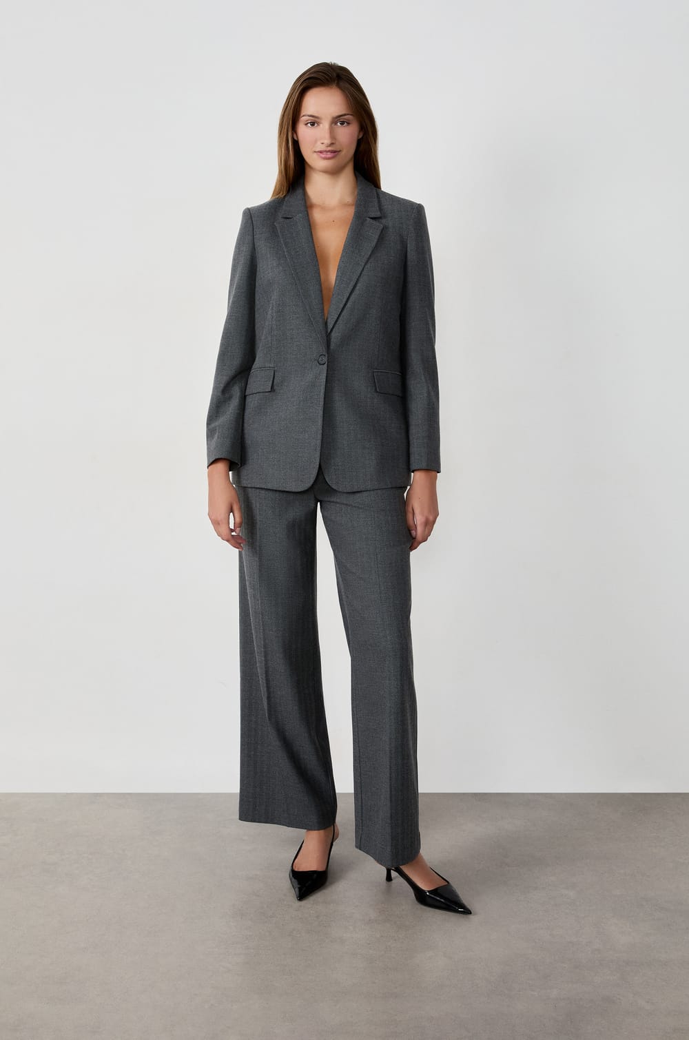 Blazer jacket with buttons;${refinementColor}