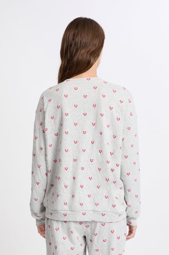 T-shirt de pyjama en coton &agrave; motifs coeurs;${refinementColor}