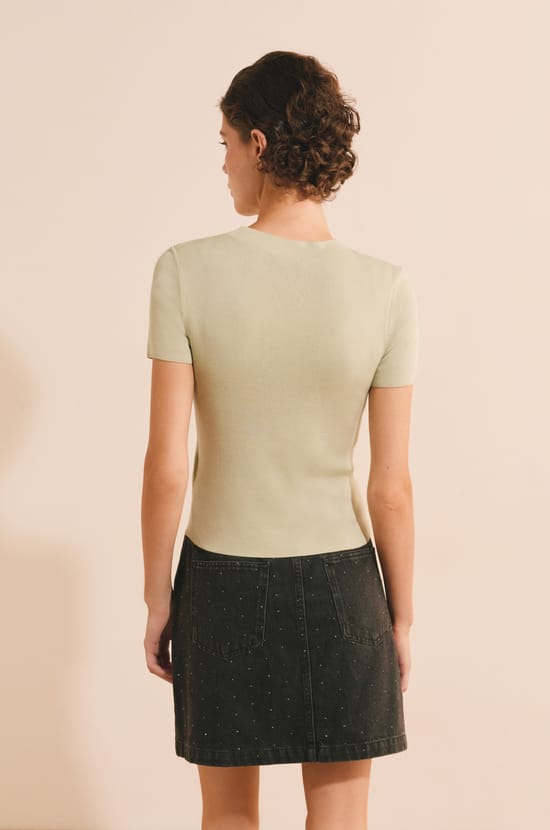 Pull manches courtes avec coton;${refinementColor}