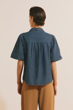 Chemise &agrave; manches courtes en coton;${refinementColor}
