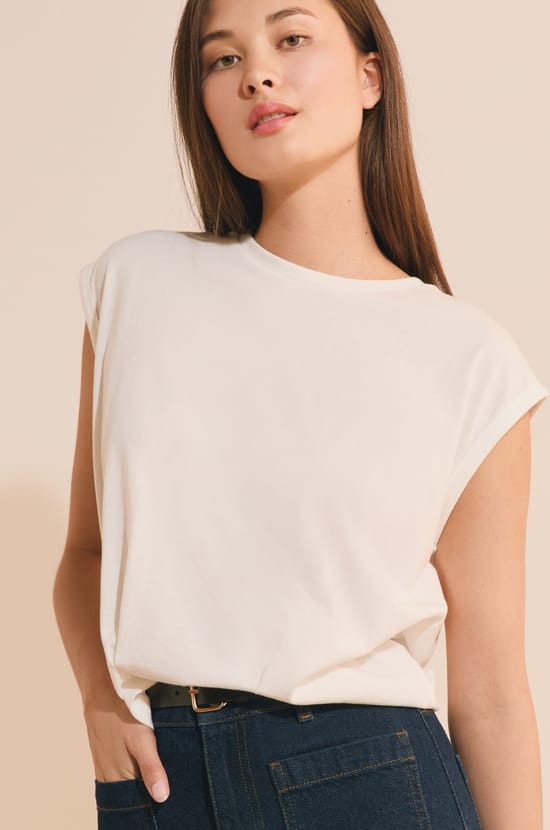 T-shirt col rond avec coton;${refinementColor}