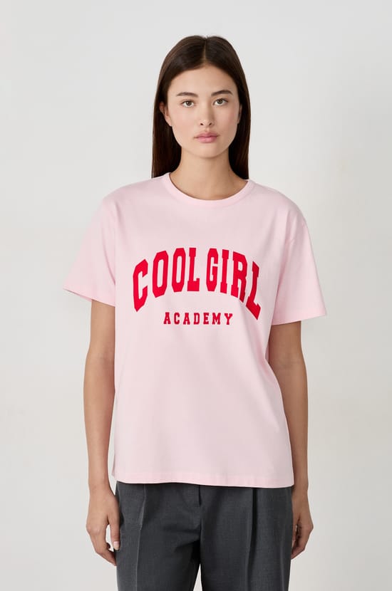 Cotton T-shirt with "Cool girl academy" print;${refinementColor}
