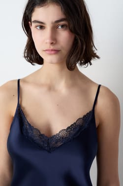 Silk Camisole with Lace Details;${refinementColor}
