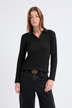 T-shirt manches longues col V;${refinementColor}