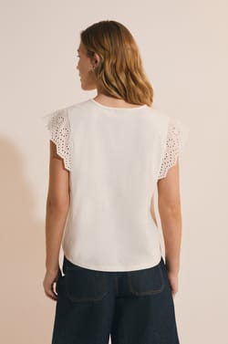T-shirt en coton avec d&eacute;tails brod&eacute;s;${refinementColor}