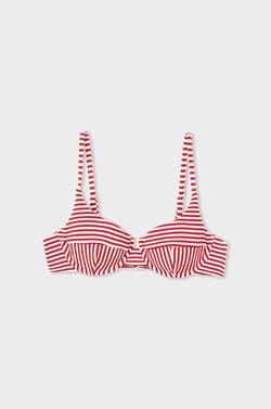Balconette Striped Bikini Top;${refinementColor}
