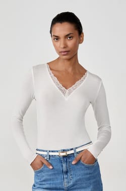 Long Sleeve Thermal Knit T-Shirt With Cashmere;${refinementColor}