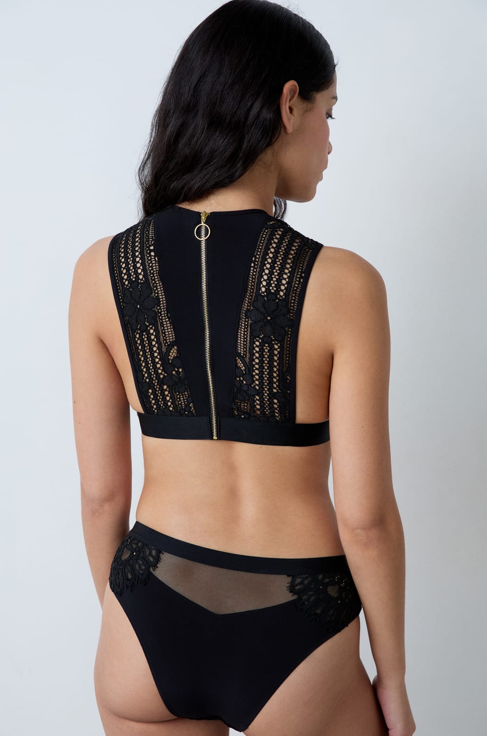 Wireless lace foulard bra;${refinementColor}