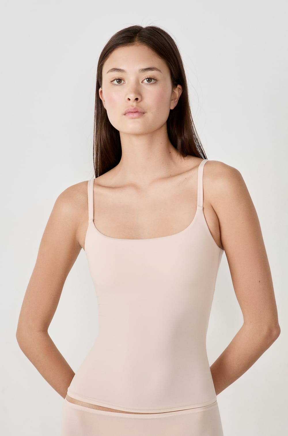 Microfiber Top with Integrated Bralette;${refinementColor}