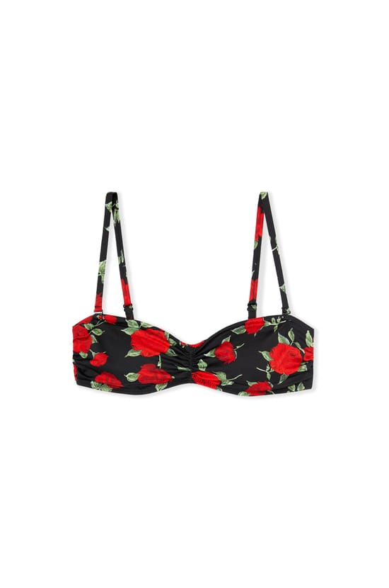 Haut de maillot de bain bandeau &agrave; motif floral;${refinementColor}