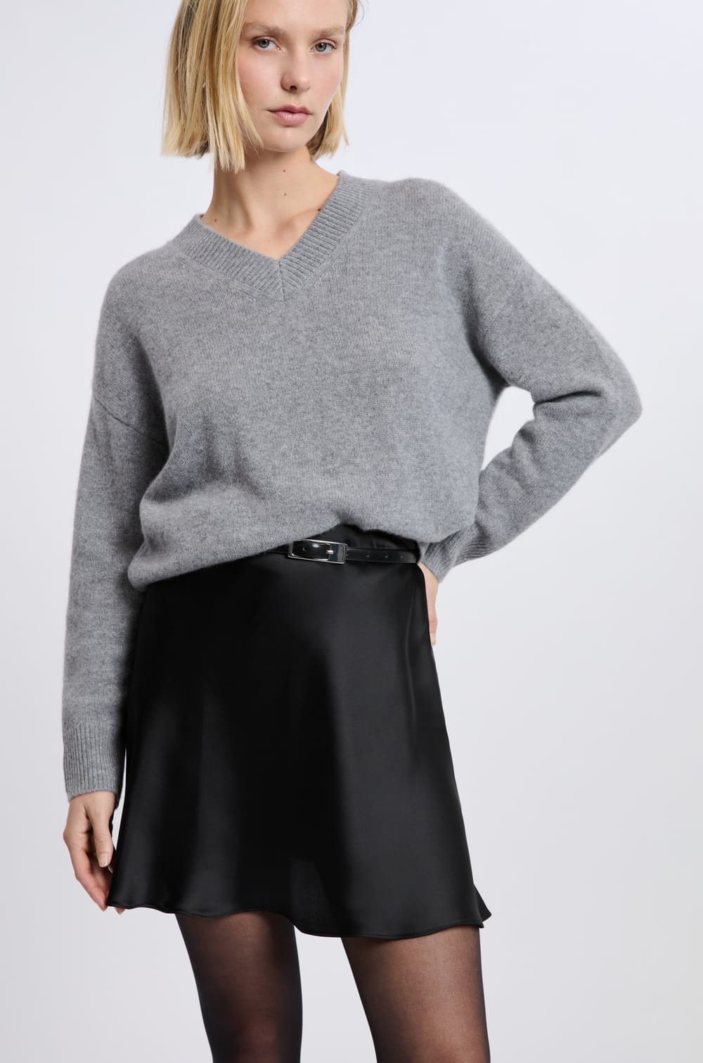 Jupe courte satin&eacute;e;${refinementColor}
