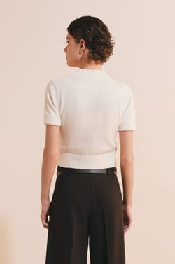 Pull manches courtes textur&eacute; en coton;${refinementColor}