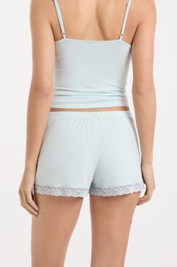 Pajama Shorts With Lace Details;${refinementColor}