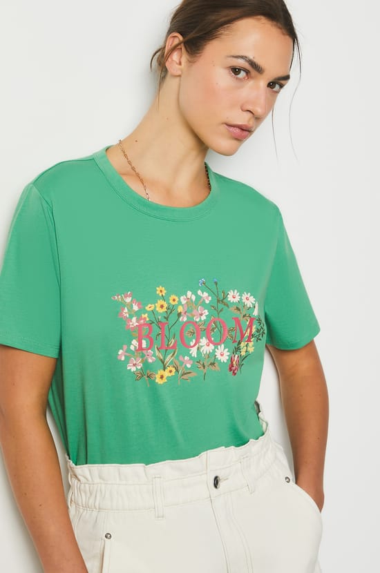 "Bloom" Printed Cotton T-shirt;${refinementColor}