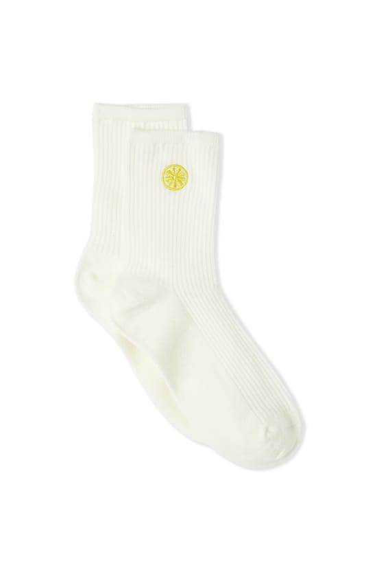 Ribbed Socks with Cotton Sun Pattern;${refinementColor}