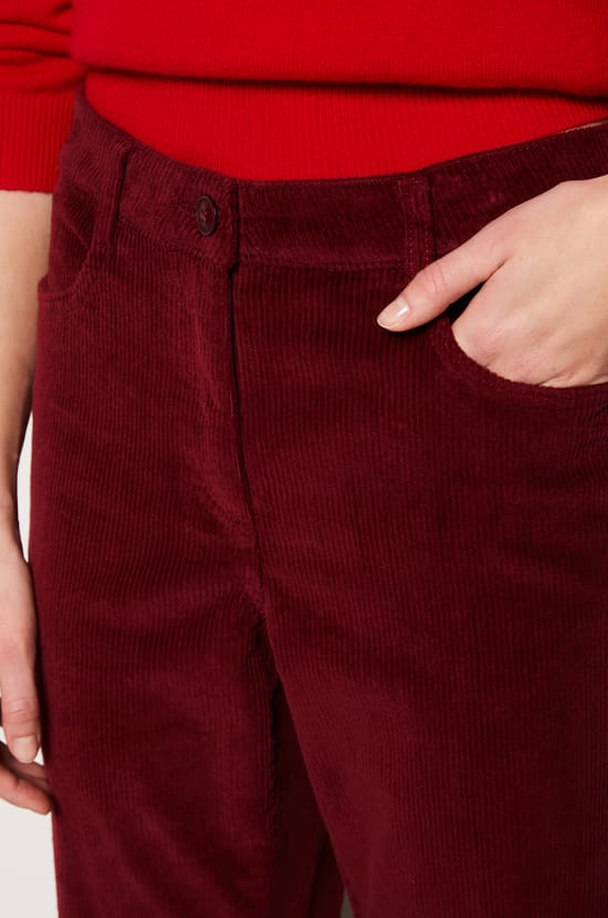 Pantalon côtelé en coton coupe droite;${refinementColor}