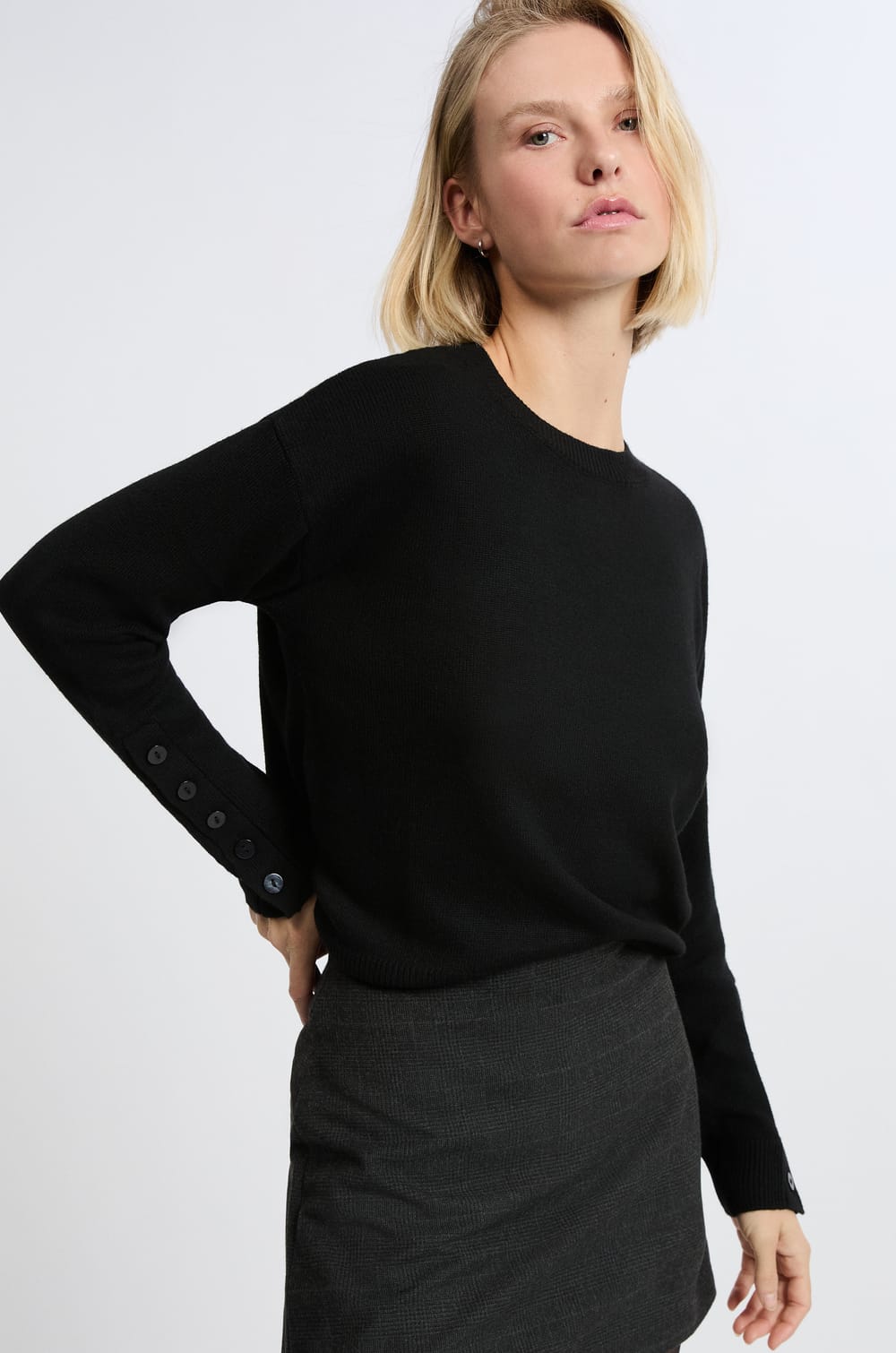 Round Neck Sweater with Wool;${refinementColor}
