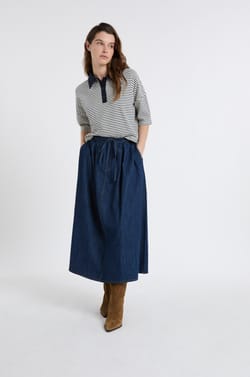 Sudadera de algod&oacute;n con cuello polo a rayas;${refinementColor}