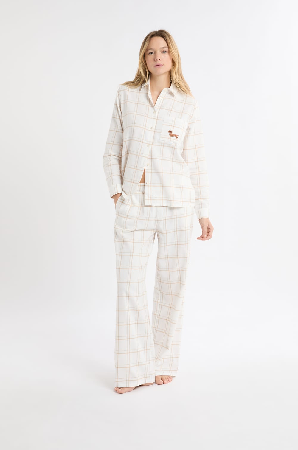 Cotton Plaid Pajama Pants;${refinementColor}