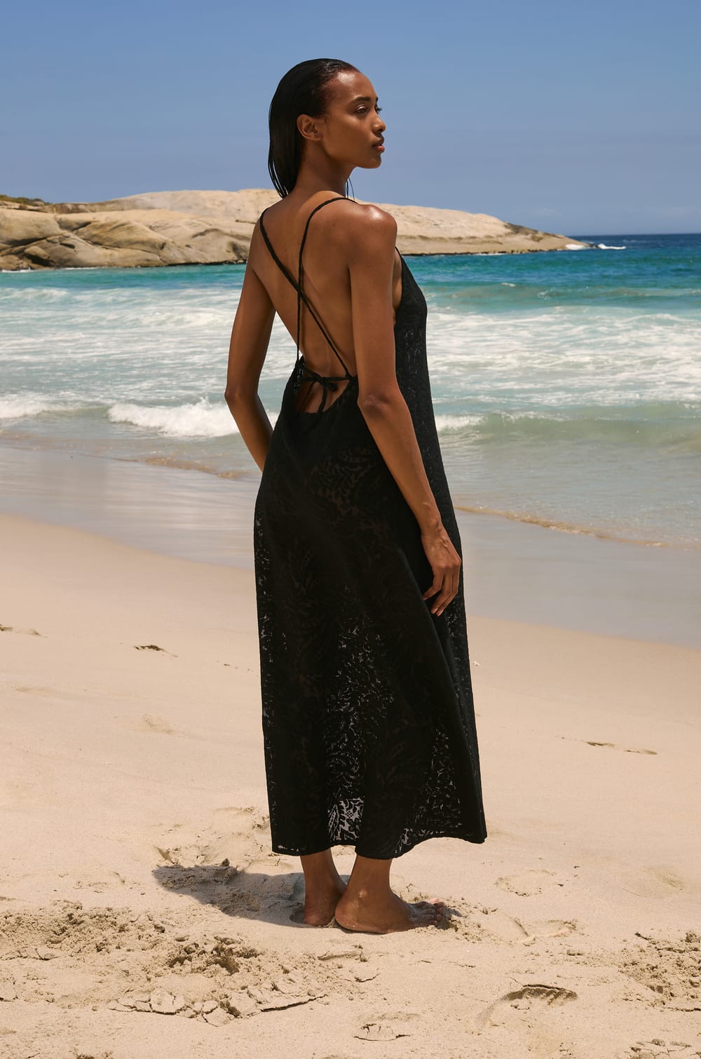 Robe longue dos nu avec coton;${refinementColor}