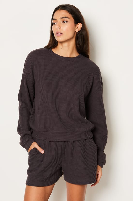 Short de pyjama gaufré;${refinementColor}