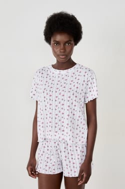 Pyjama T-shirt with floral pattern;${refinementColor}