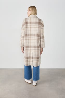 Manteau long à carreaux;${refinementColor}