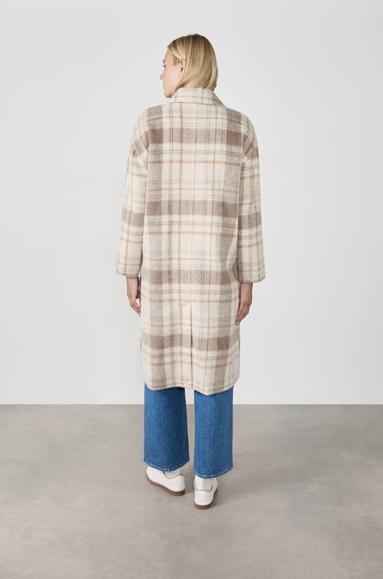 Manteau long à carreaux;${refinementColor}