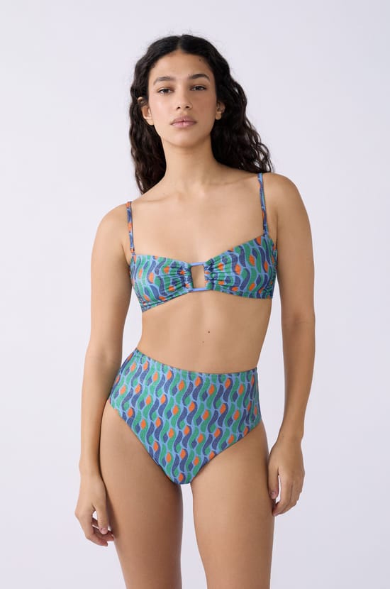 High-Waist Bikini Bottom with Sequins;${refinementColor}