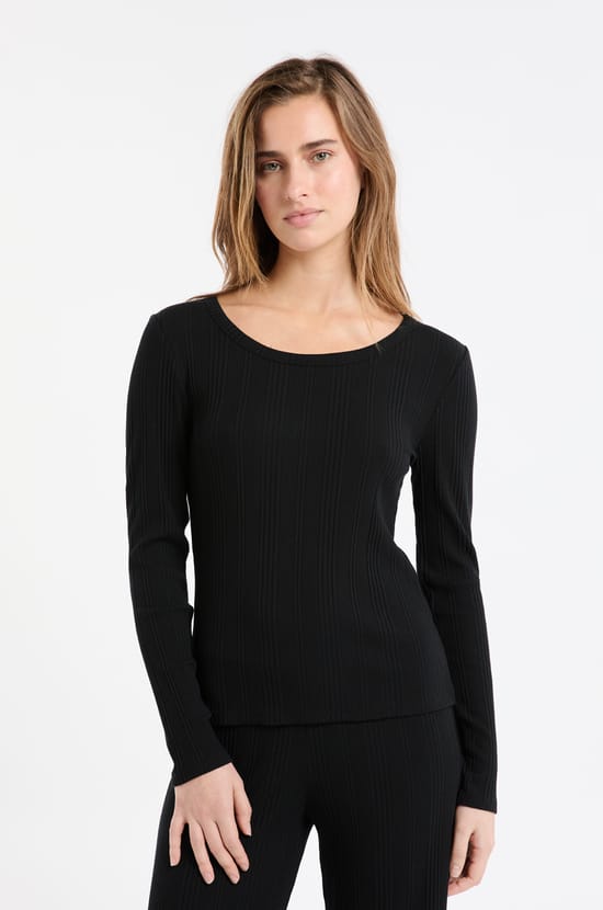 T-shirt manches longues en coton côtelé;${refinementColor}