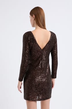 Long-sleeved sequin dress;${refinementColor}
