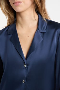 Chemise de pyjama manches longues en soie;${refinementColor}