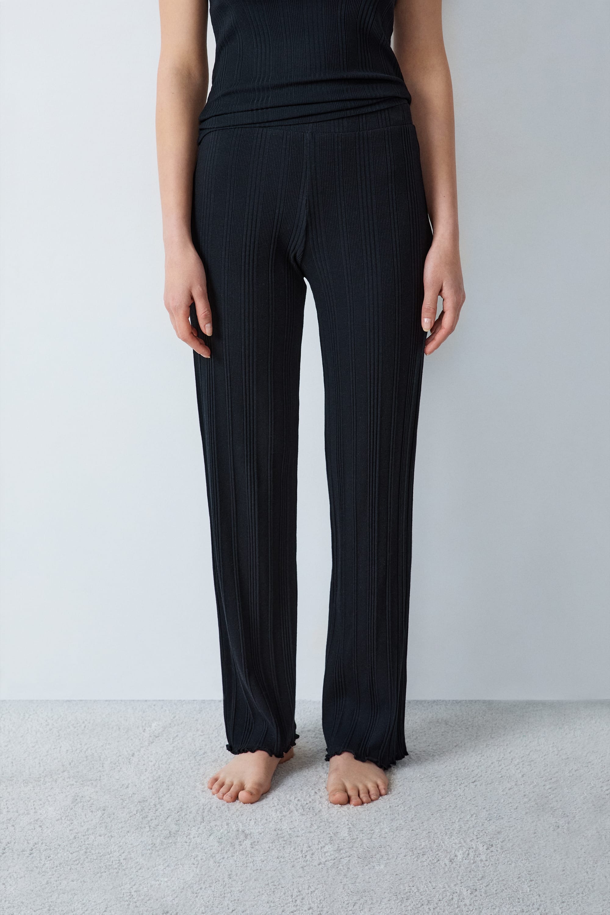Pantalon de pyjama en maille côtelée Richelieu