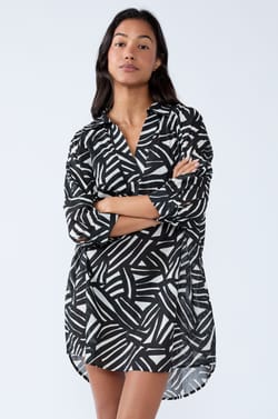 Printed short tunic;${refinementColor}