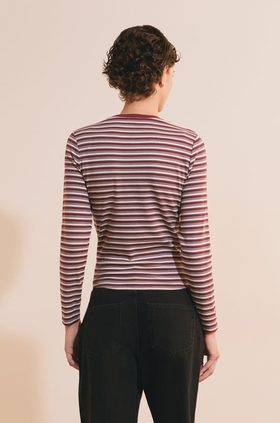 T-shirt &agrave; rayures en coton;${refinementColor}