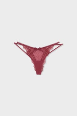 Tanga en tulle et dentelle;${refinementColor}