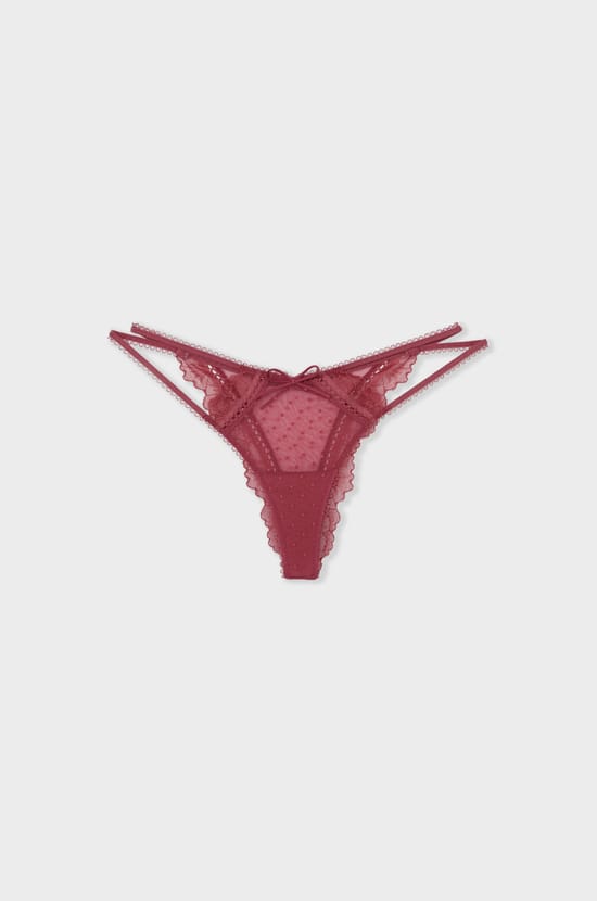 Tanga en tulle et dentelle;${refinementColor}