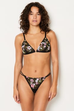 Embroidered Wireless Triangle Bra;${refinementColor}