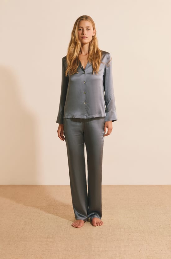 Pantalon de pyjama en soie;${refinementColor}