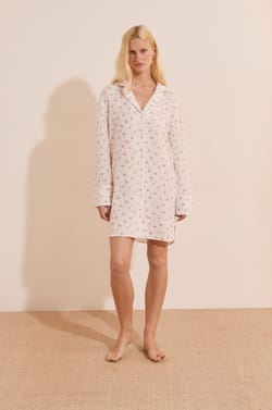 Chemise de nuit &agrave; motifs en coton;${refinementColor}
