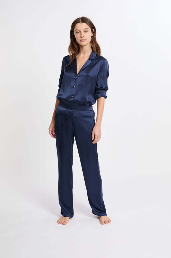 Pantalon de pyjama en soie;${refinementColor}