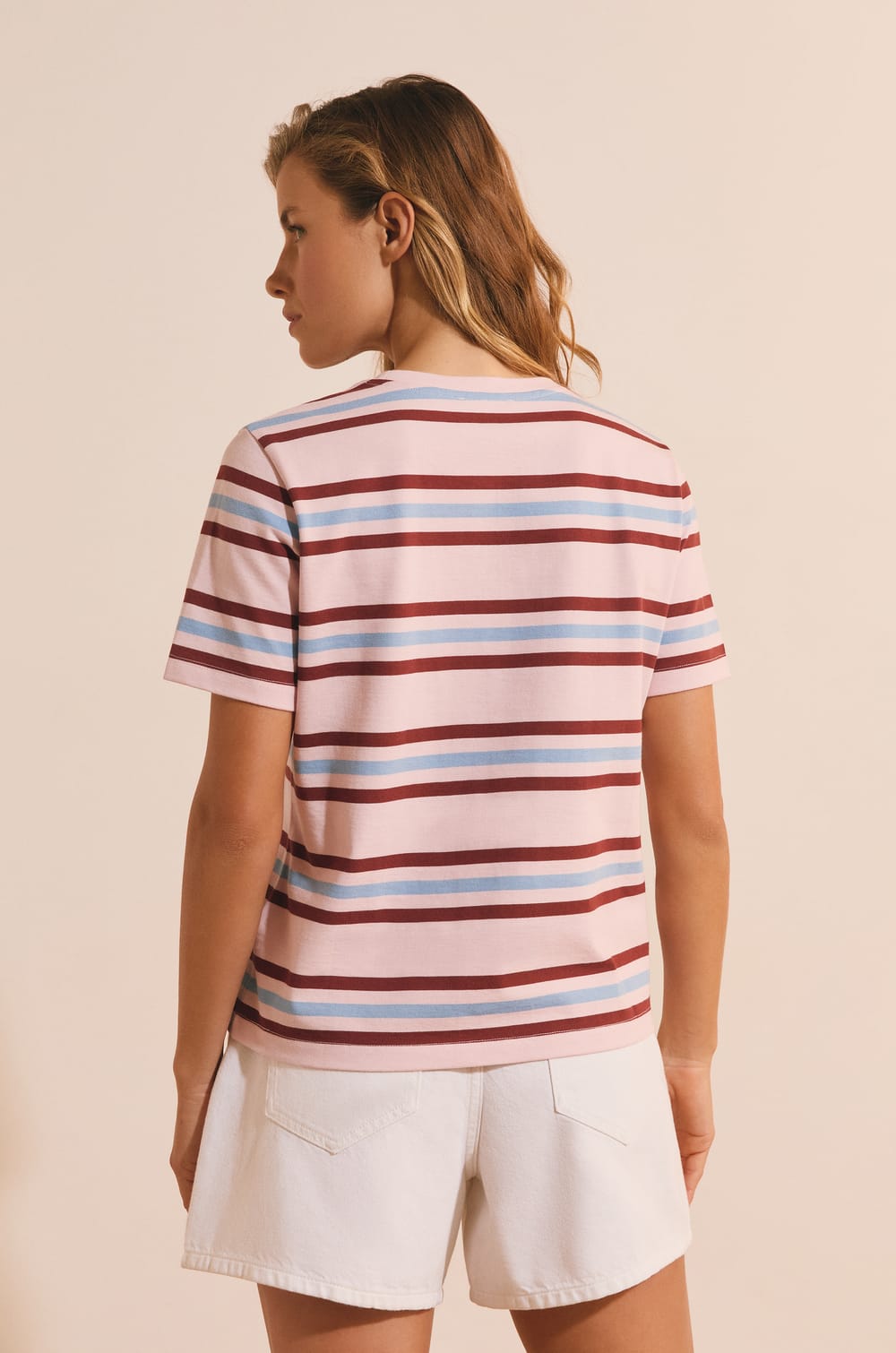 T-shirt &agrave; rayures en coton;${refinementColor}