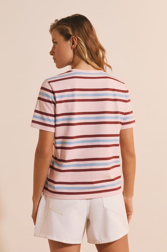 T-shirt &agrave; rayures en coton;${refinementColor}