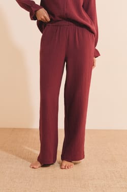 Pantalon de pyjama &agrave; motifs en coton;${refinementColor}